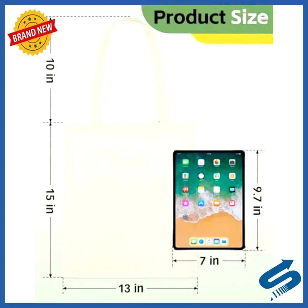 Canvas Tote Bags Bulk Pack DIY Sublimation Customizable Reusable Eco-Friendly